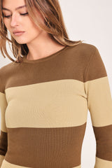 ESPRESSO & CREAM SWEATER KNIT MIDI DRESS