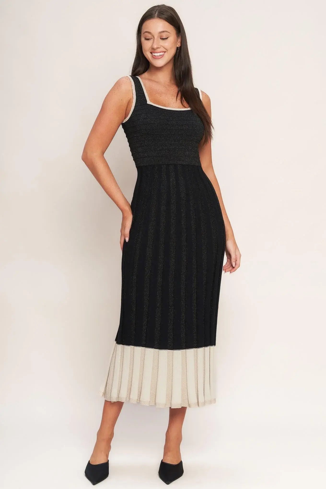 NOIR ÉCLAT SWEATER KNIT MIDI DRESS - Flying Tomato - Flyclothing LLC