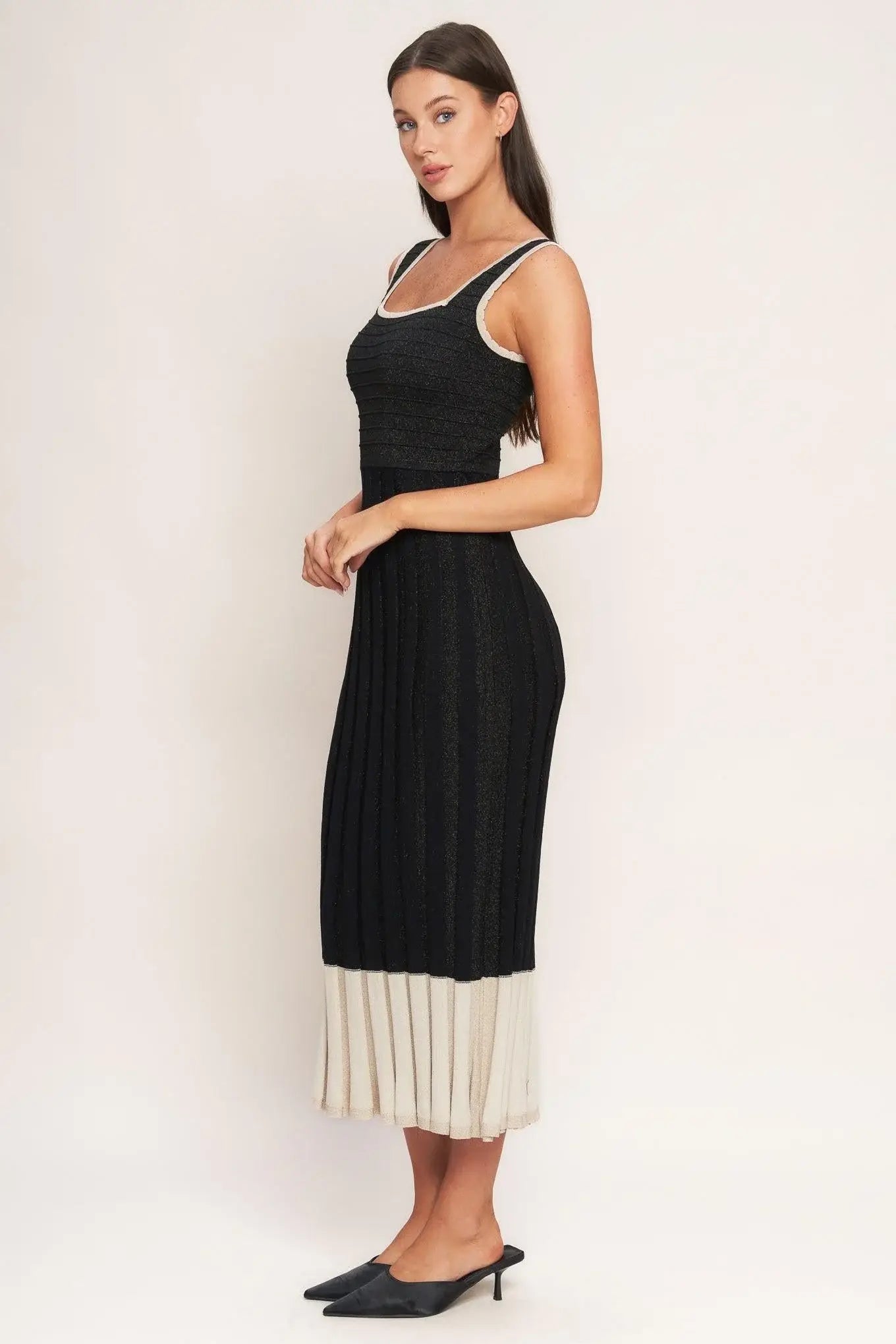 NOIR ÉCLAT SWEATER KNIT MIDI DRESS - Flying Tomato - Flyclothing LLC
