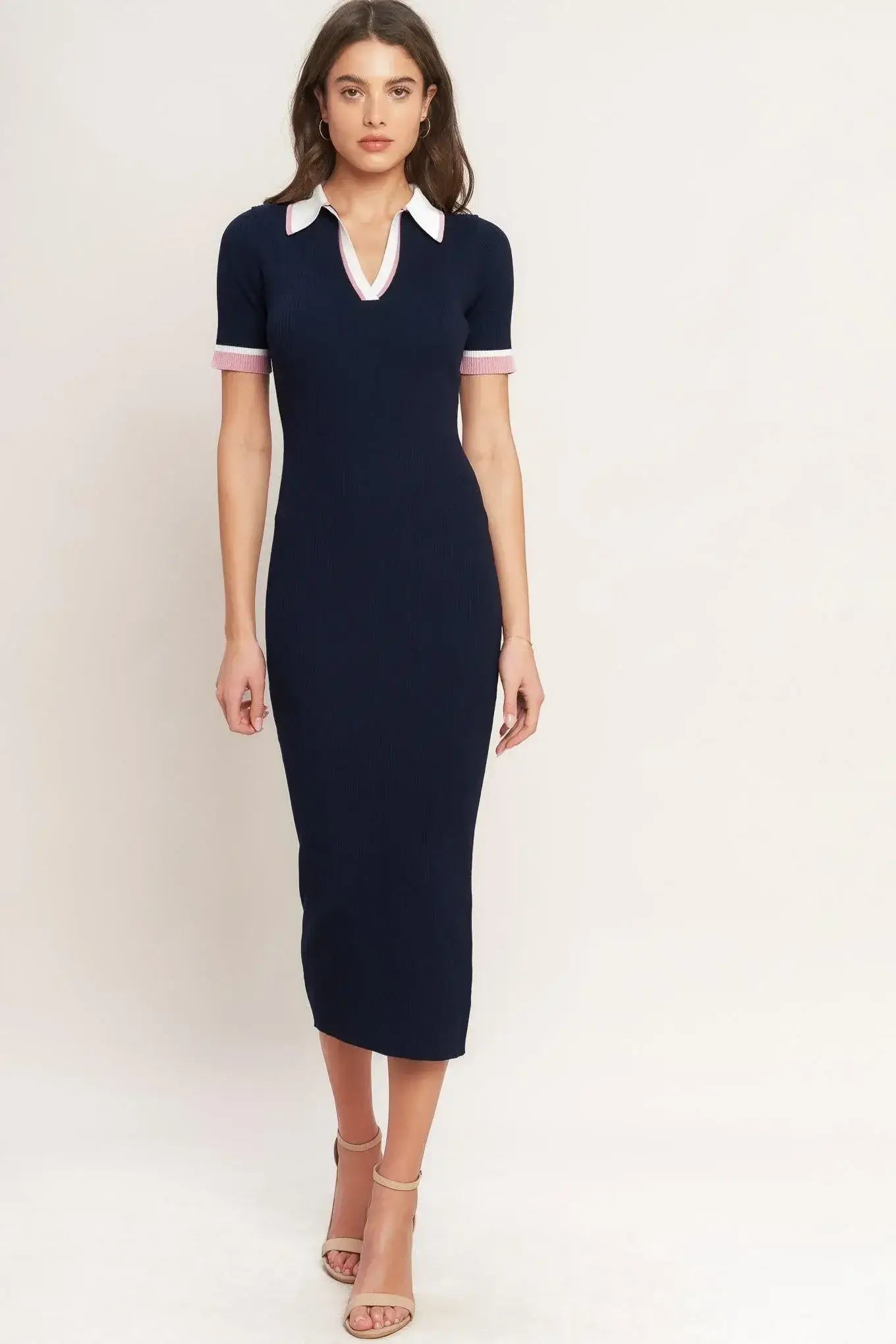 HEELS-READY SILHOUETTE KNIT MIDI DRESS - Flying Tomato - Flyclothing LLC