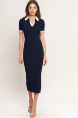 HEELS-READY SILHOUETTE KNIT MIDI DRESS - Flying Tomato - Flyclothing LLC