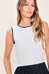 EVERYDAY ELEGANCE WOVEN COMBINATION MIDI DRESS - Flying Tomato - Flyclothing LLC
