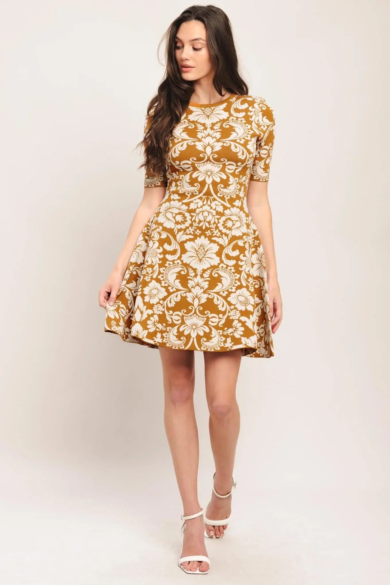 AMBER BLOOM SWEATER KNIT MINI DRESS - Flying Tomato - Flyclothing LLC
