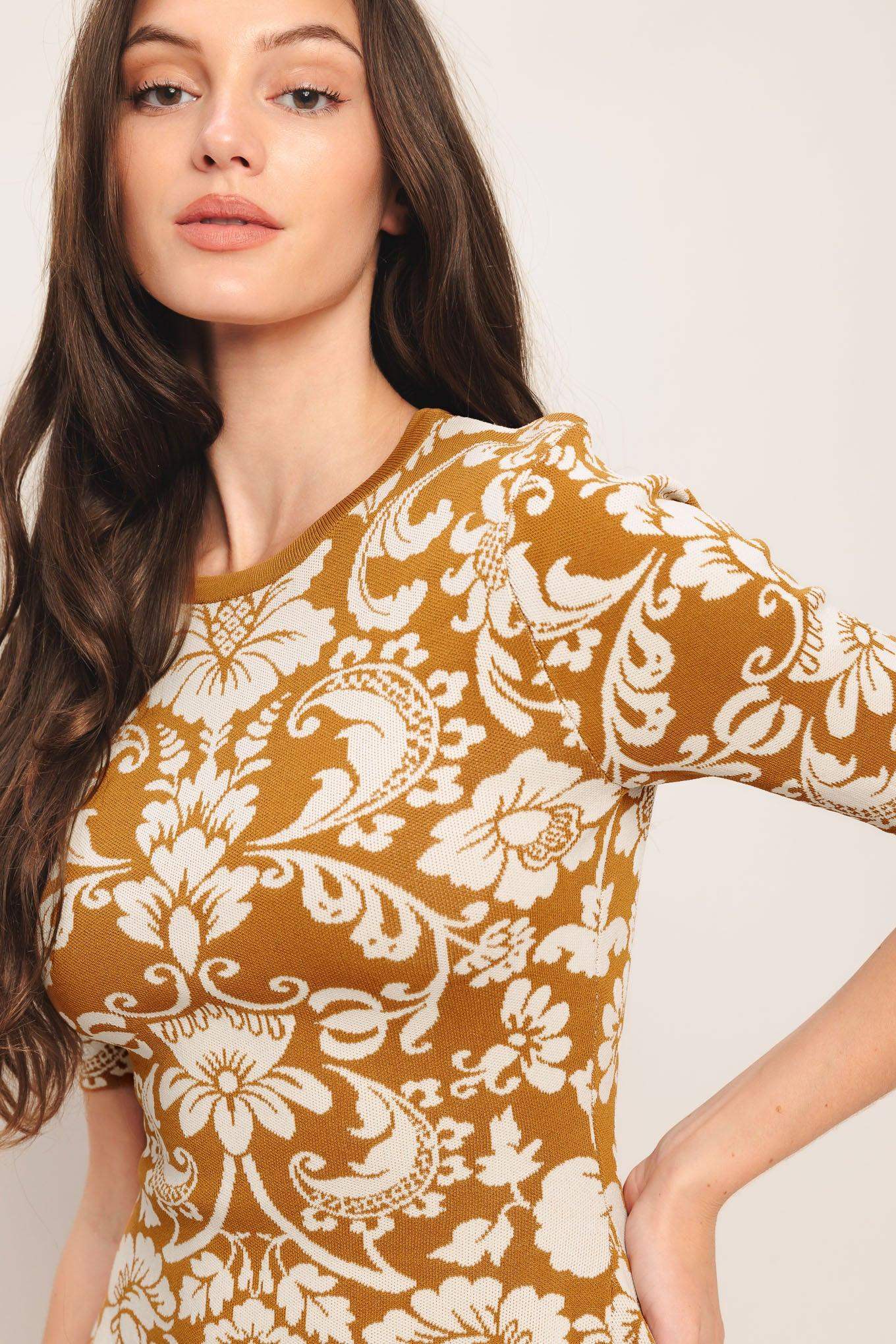AMBER BLOOM SWEATER KNIT MINI DRESS - Flying Tomato - Flyclothing LLC