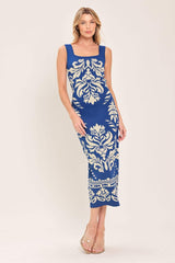 GREEK ISLE GLAM JACQUARD MIDI DRESS - Flying Tomato - Flyclothing LLC