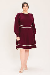 MERLOT IVORY MOMENT SWEATER MINI DRESS - Flying Tomato - Flyclothing LLC