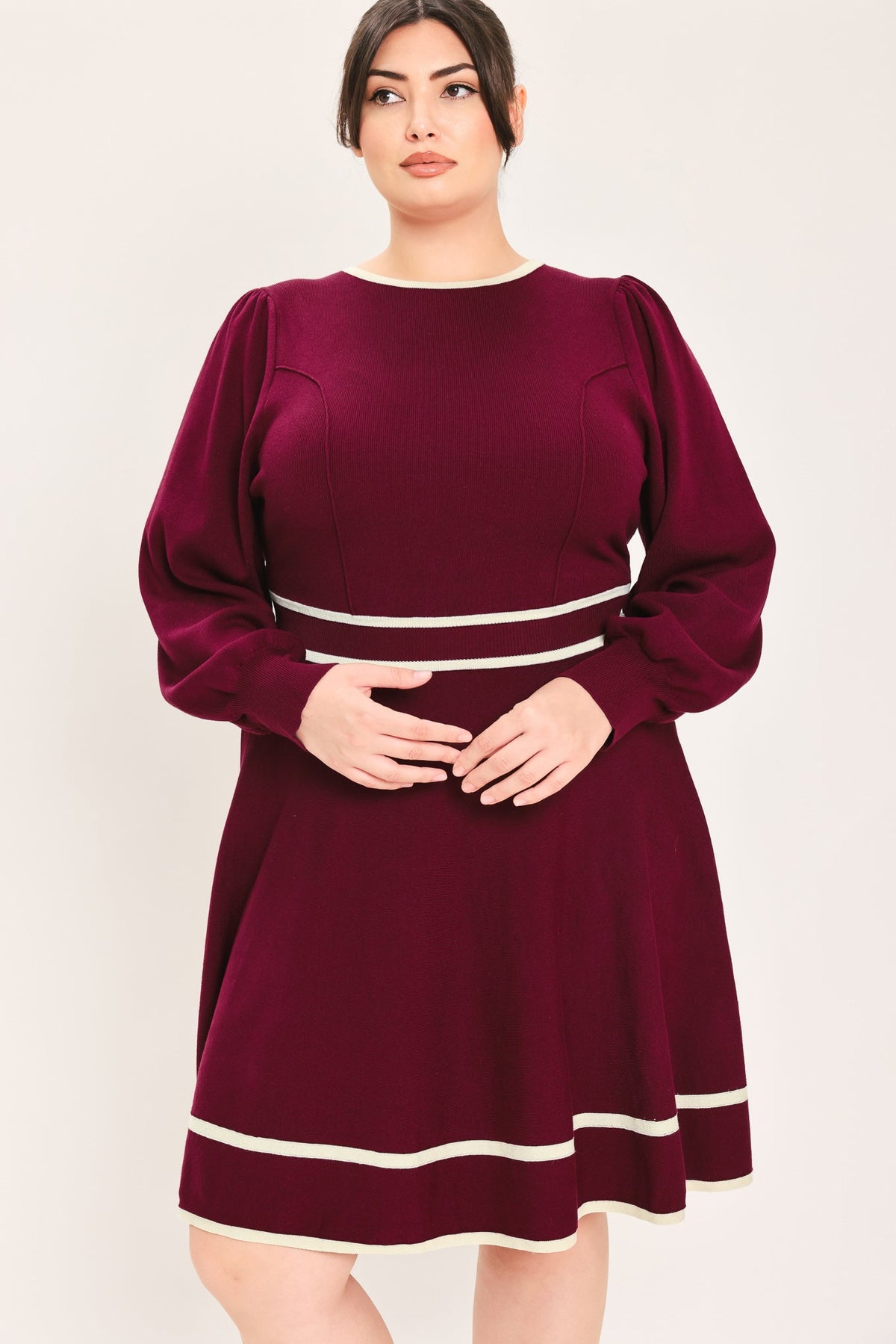 MERLOT IVORY MOMENT SWEATER MINI DRESS - Flying Tomato - Flyclothing LLC
