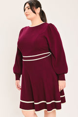 MERLOT IVORY MOMENT SWEATER MINI DRESS - Flying Tomato - Flyclothing LLC