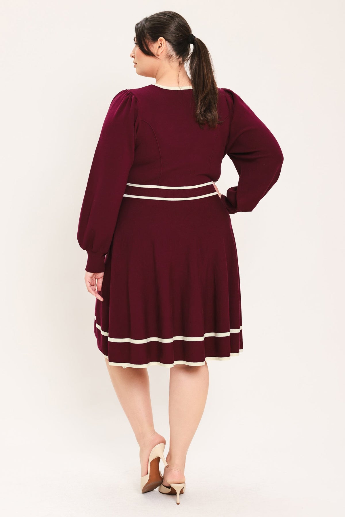 MERLOT IVORY MOMENT SWEATER MINI DRESS - Flying Tomato - Flyclothing LLC
