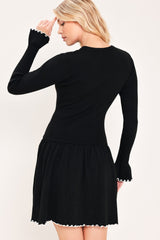 NOIR TRIM SWEETHEART SWEATER MINI DRESS