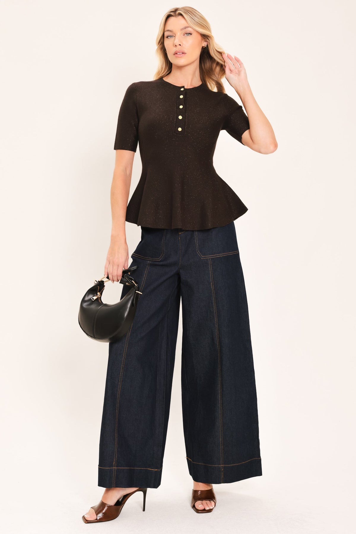 JAVA PEPLUM POLISH SWEATER KNIT TOP - Flying Tomato - Flyclothing LLC