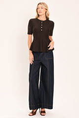 JAVA PEPLUM POLISH SWEATER KNIT TOP - Flying Tomato - Flyclothing LLC