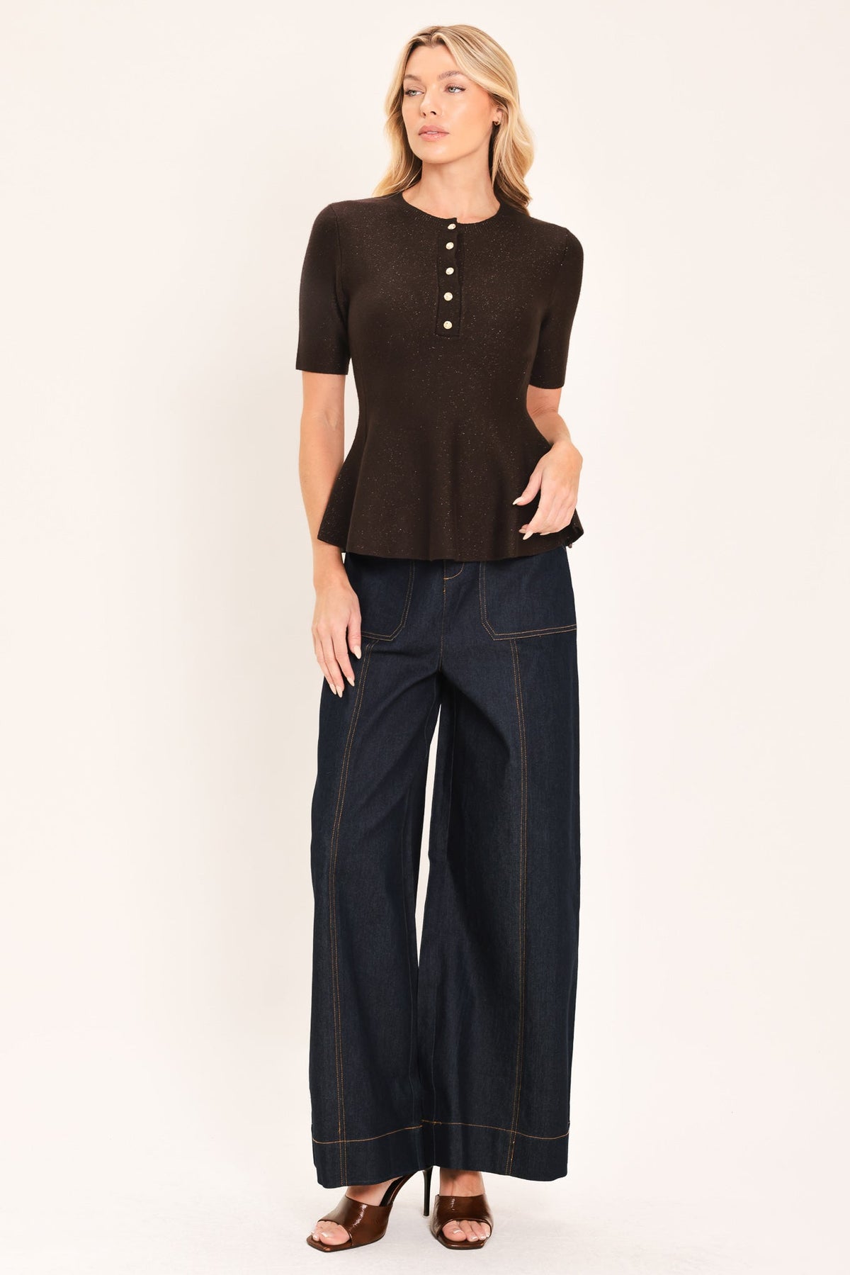 JAVA PEPLUM POLISH SWEATER KNIT TOP - Flying Tomato - Flyclothing LLC