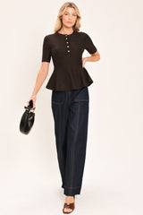 JAVA PEPLUM POLISH SWEATER KNIT TOP - Flying Tomato - Flyclothing LLC