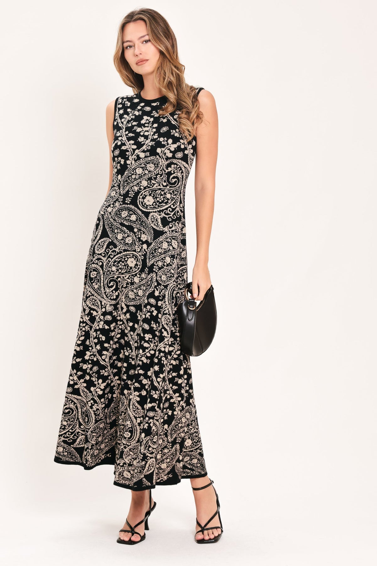 HAZEL PAISLEY EMBRACE JACQUARD SWEATER MIDI DRESS - Flying Tomato - Flyclothing LLC