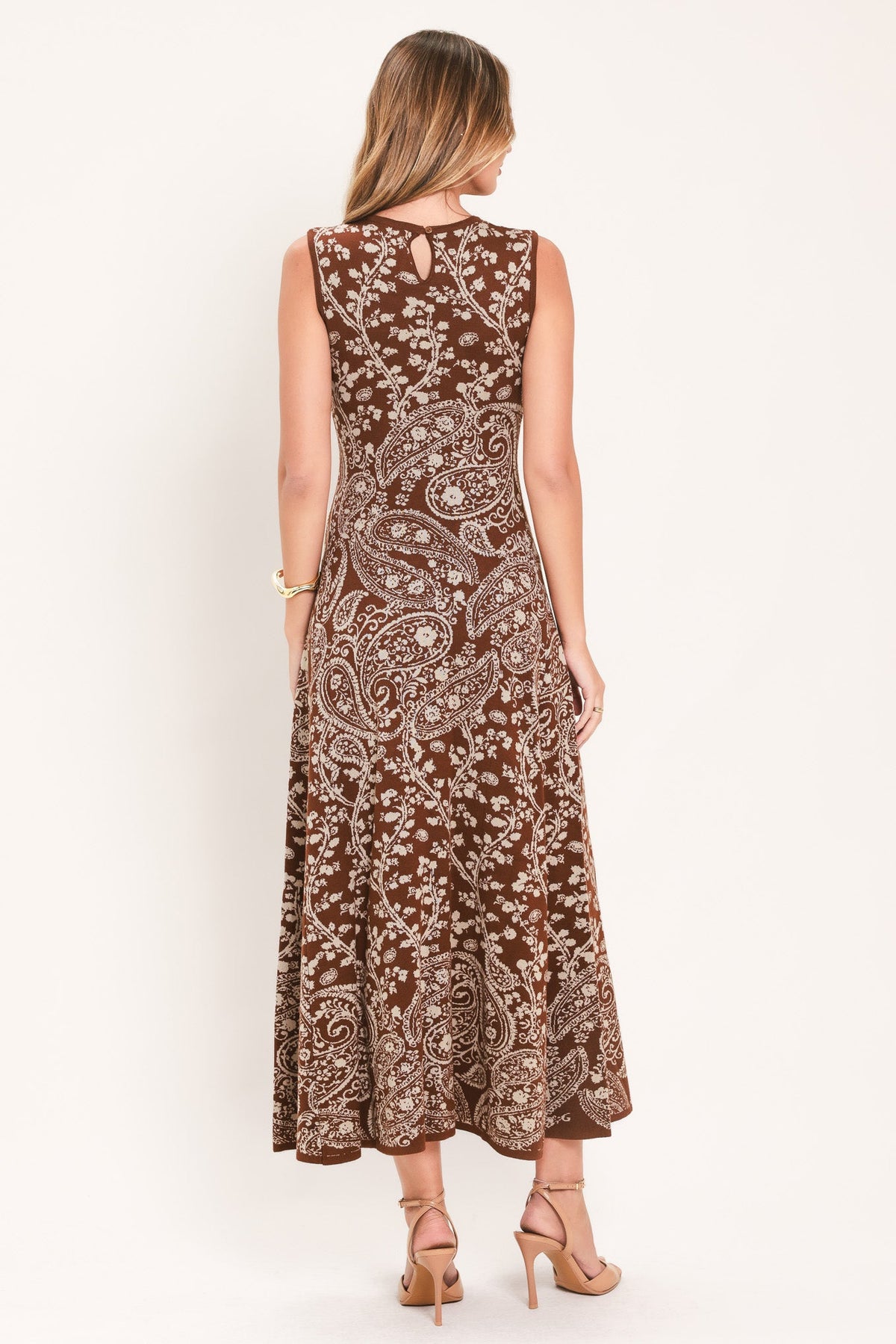 HAZEL PAISLEY EMBRACE JACQUARD SWEATER MIDI DRESS - Flying Tomato - Flyclothing LLC