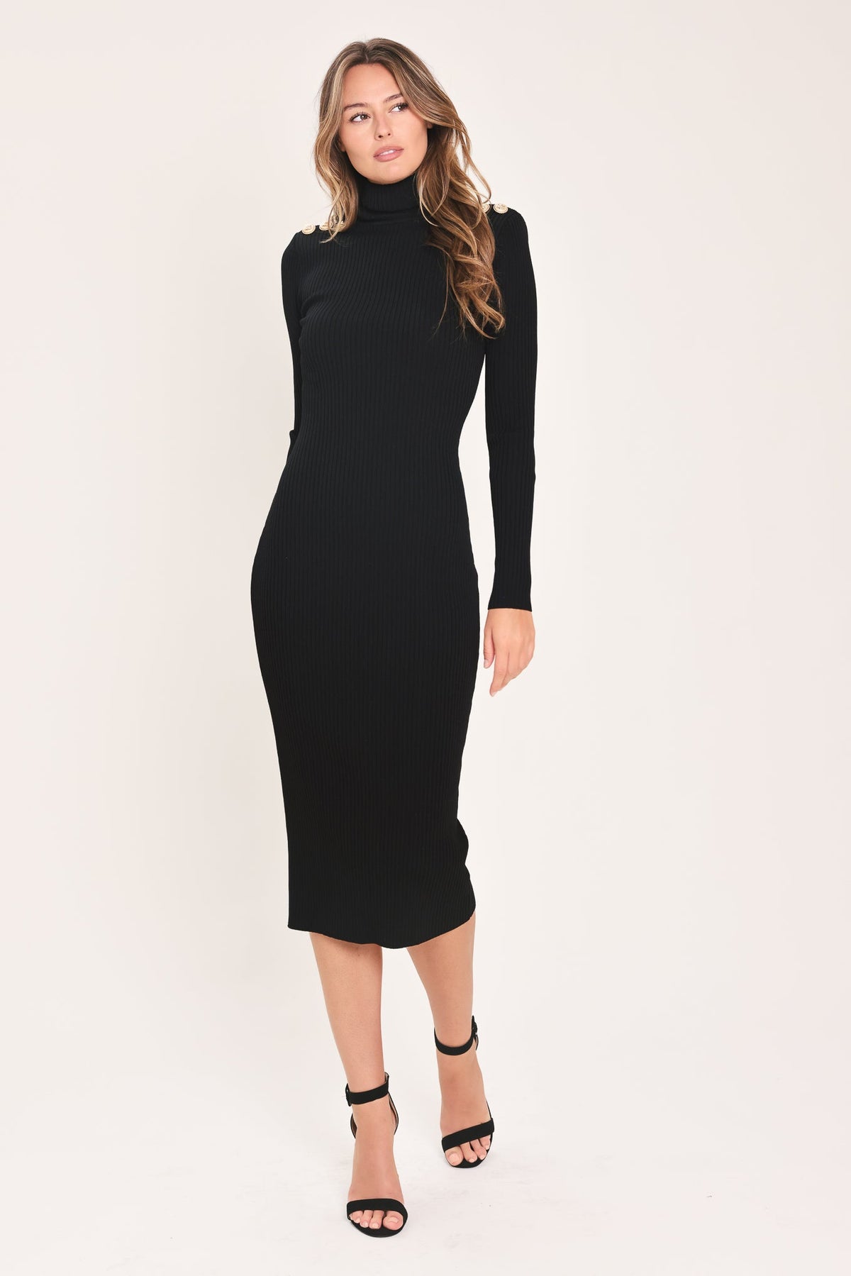 POLISHED MOMENTS TURTLENECK SWEATER MIDI DRESS - Flying Tomato - Flyclothing LLC