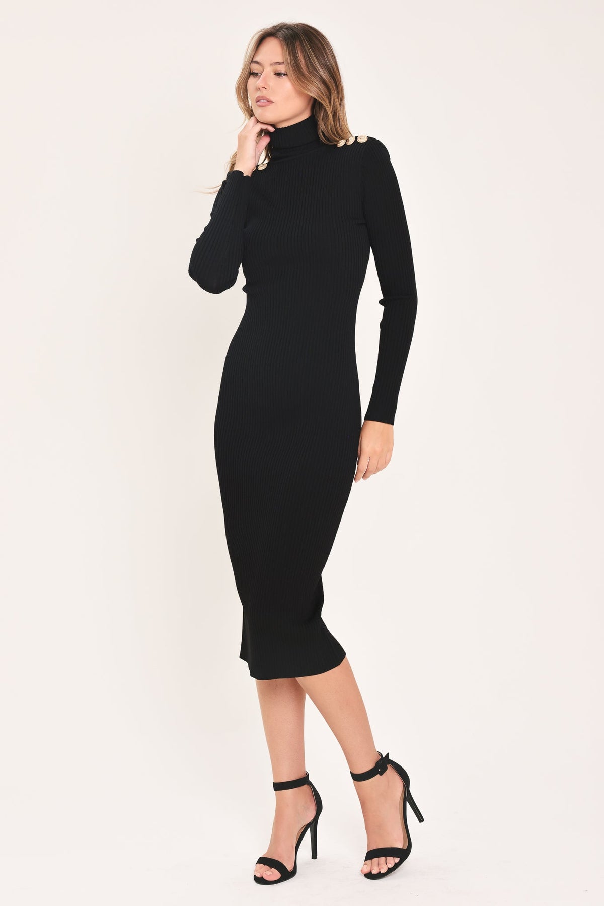POLISHED MOMENTS TURTLENECK SWEATER MIDI DRESS - Flying Tomato - Flyclothing LLC