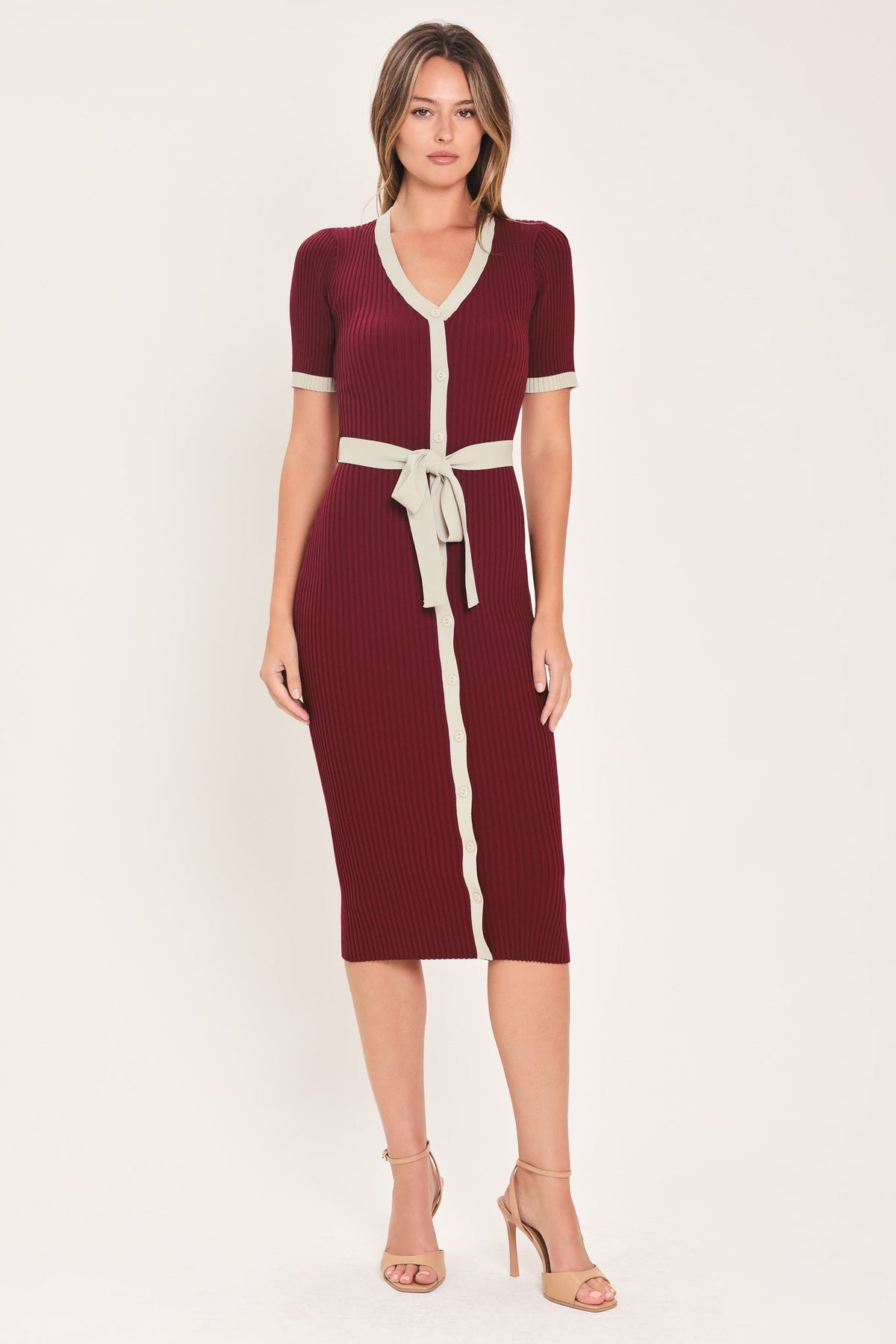SWEETEST SEASON BUTTON DOWN SWEATER MIDI DRESS - Flying Tomato - Flyclothing LLC