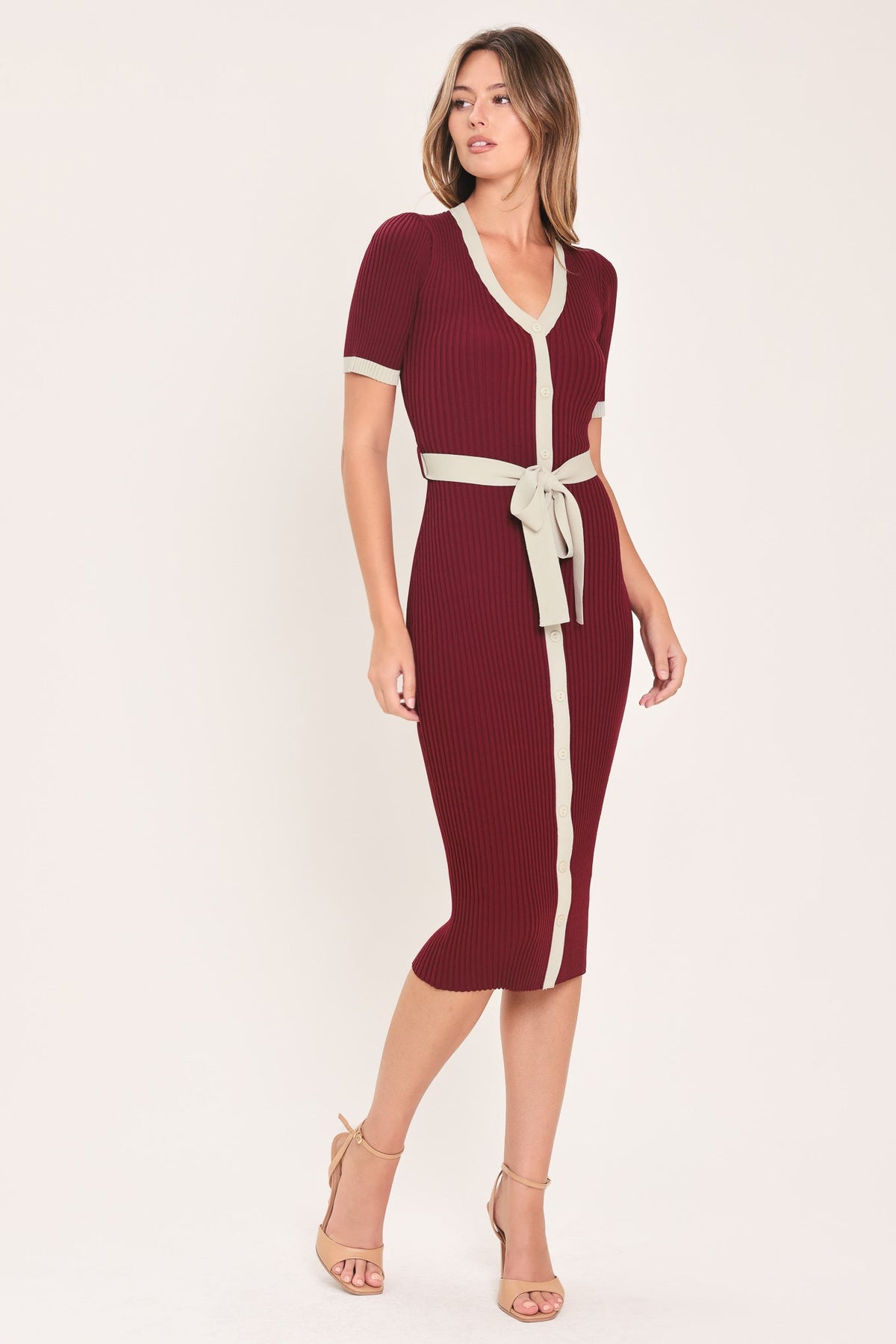SWEETEST SEASON BUTTON DOWN SWEATER MIDI DRESS - Flying Tomato - Flyclothing LLC