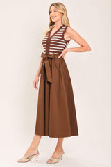 ESPRESSO SAILOR SWEATER WOVEN MIDI DRESS