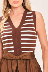ESPRESSO SAILOR SWEATER WOVEN MIDI DRESS
