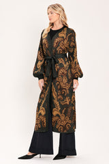 VINTAGE GARDEN JACQUARD SWEATER KNIT MIDI CARDIGAN