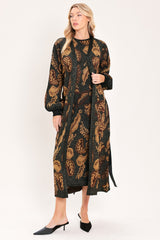 VINTAGE GARDEN JACQUARD SWEATER KNIT MIDI CARDIGAN