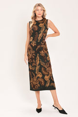 VINTAGE GARDEN JACQUARD SWEATER KNIT MIDI DRESS - Flying Tomato - Flyclothing LLC