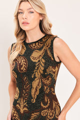 VINTAGE GARDEN JACQUARD SWEATER KNIT MIDI DRESS - Flying Tomato - Flyclothing LLC