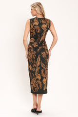 VINTAGE GARDEN JACQUARD SWEATER KNIT MIDI DRESS - Flying Tomato - Flyclothing LLC