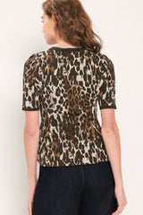 WILDLY POLISHED LEOPARD PEPLUM SWEATER TOP
