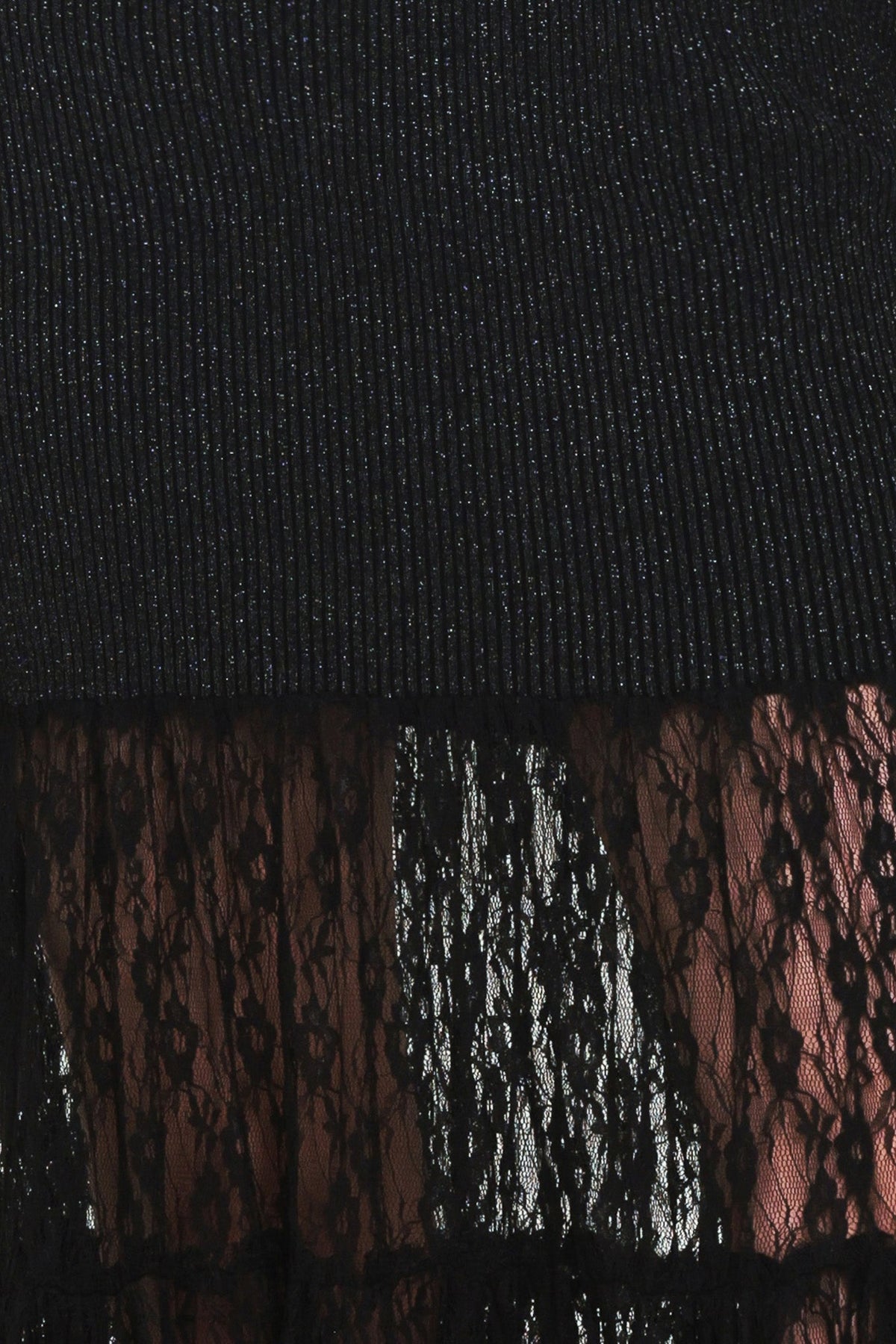 MIDNIGHT SHIMMER BLACK METALLIC LACE-HEM SWEATER MAXI DRESS - Flying Tomato - Flyclothing LLC