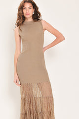 GILDED GRACE GOLD METALLIC LACE-TIER SWEATER MAXI DRESS - Flying Tomato - Flyclothing LLC