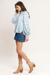 MOROCCAN MUSE BLUE WOVEN TOP - Flying Tomato - Flyclothing LLC