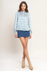 MOROCCAN MUSE BLUE WOVEN TOP - Flying Tomato - Flyclothing LLC