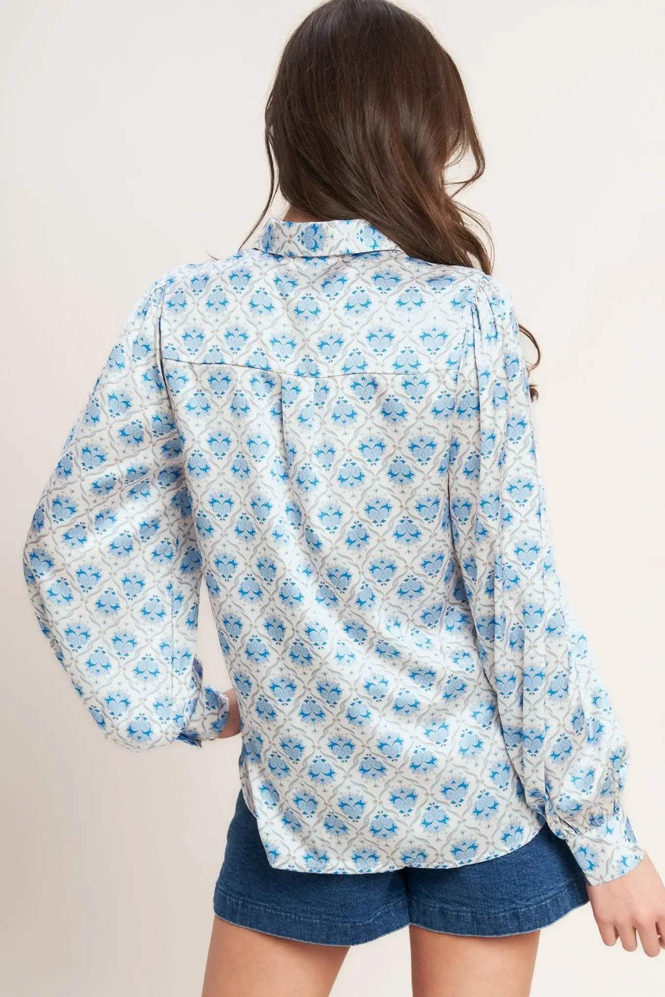 MOROCCAN MUSE BLUE WOVEN TOP - Flying Tomato - Flyclothing LLC