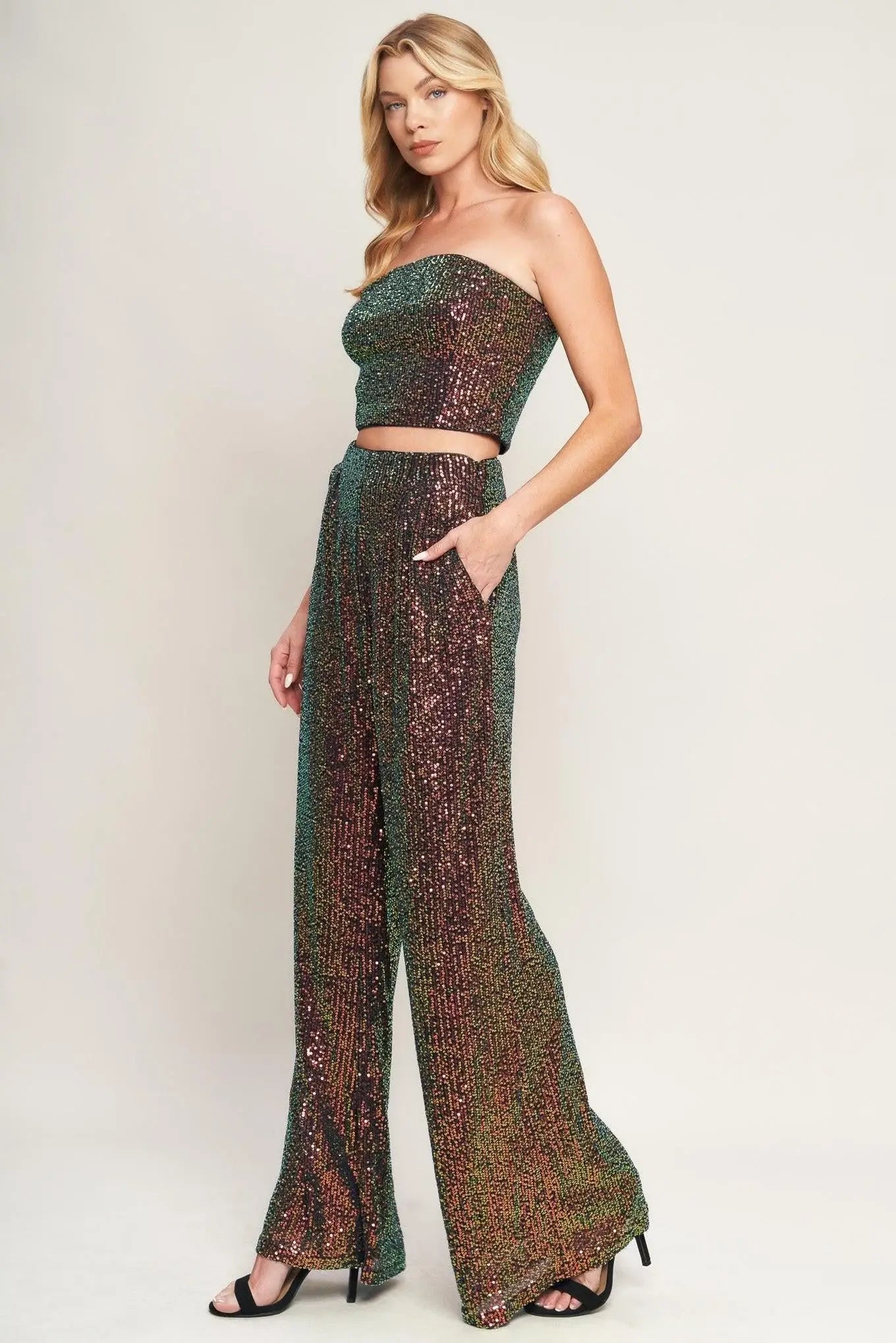 CHARMING COMPOSURE SEQUIN TOP AND BOTTOM SET - Flying Tomato - Flyclothing LLC