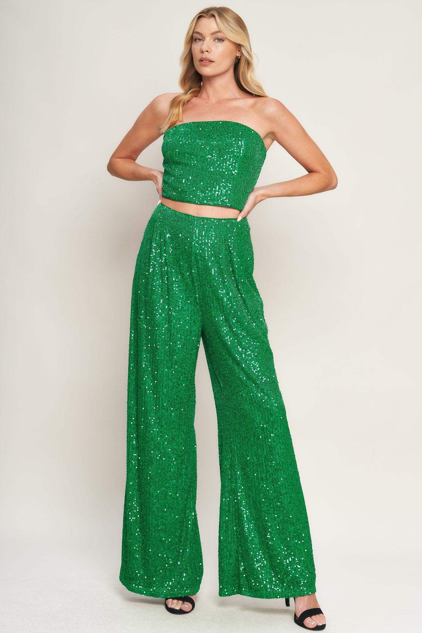 CHARMING COMPOSURE SEQUIN TOP AND BOTTOM SET - Flying Tomato - Flyclothing LLC