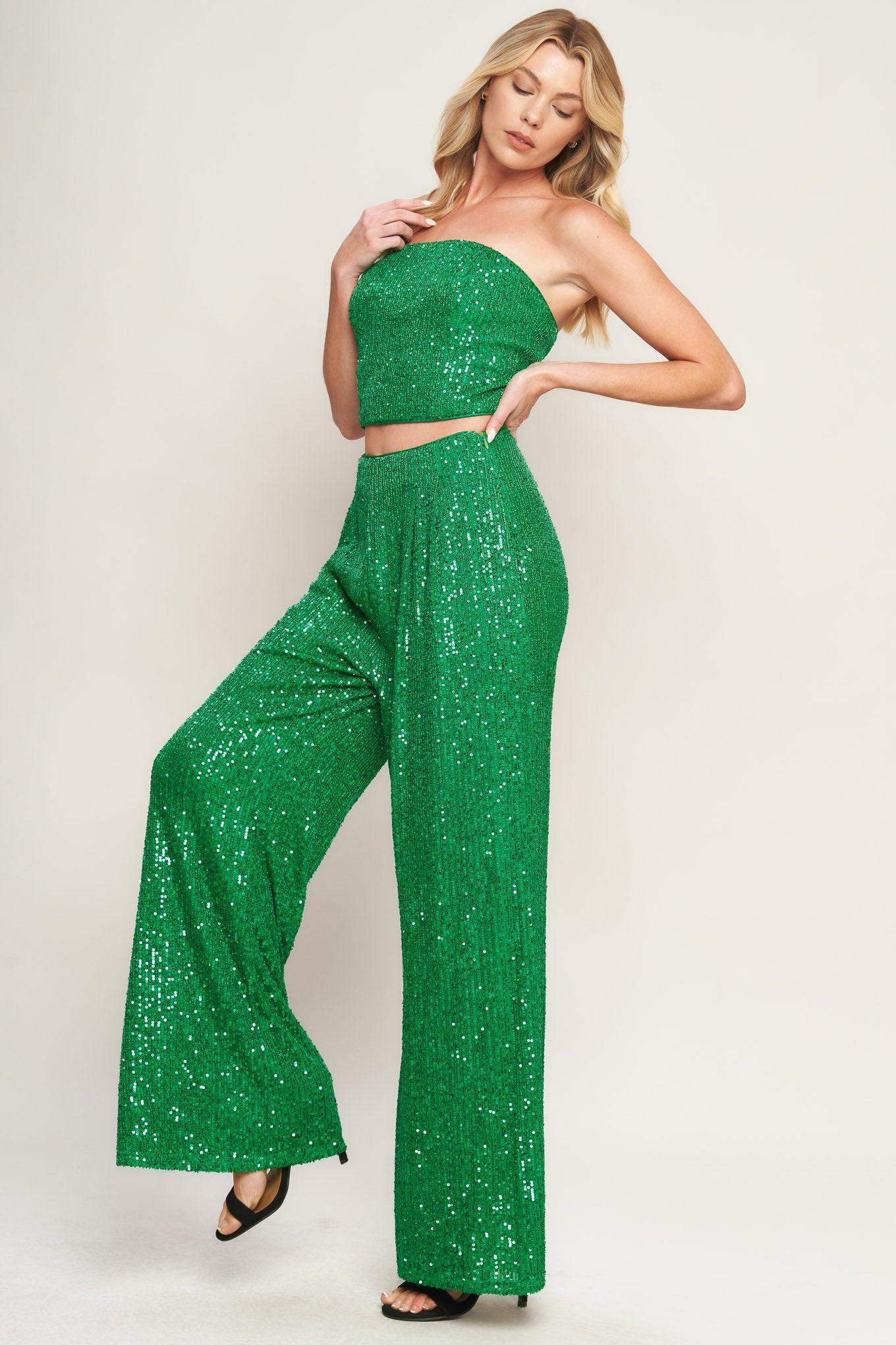 CHARMING COMPOSURE SEQUIN TOP AND BOTTOM SET - Flying Tomato - Flyclothing LLC