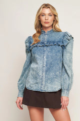 WESTERN CHIC DENIM TOP - Flying Tomato - Flyclothing LLC
