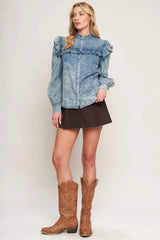 WESTERN CHIC DENIM TOP - Flying Tomato - Flyclothing LLC