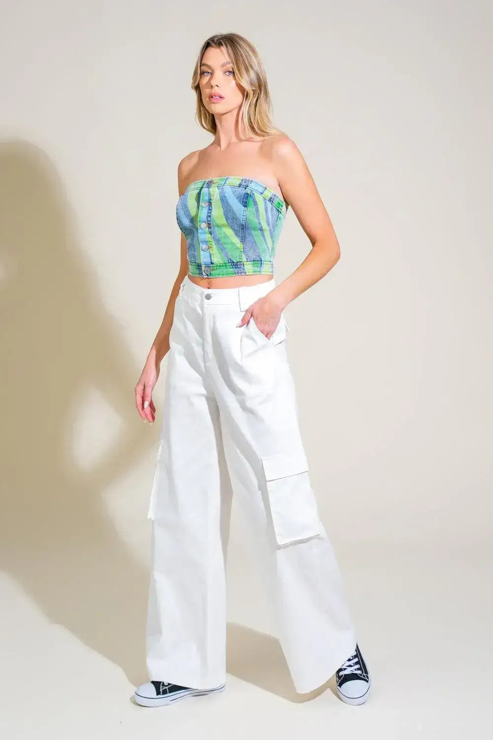 NAVIGATING LIFE DENIM TOP - Flying Tomato - Flyclothing LLC