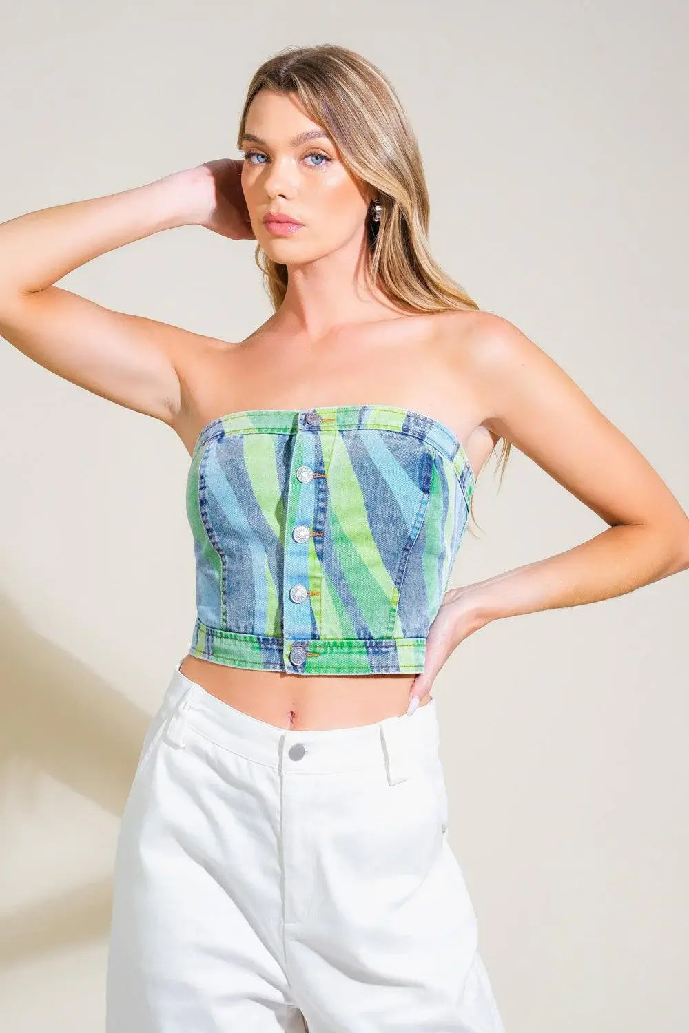 NAVIGATING LIFE DENIM TOP - Flying Tomato - Flyclothing LLC