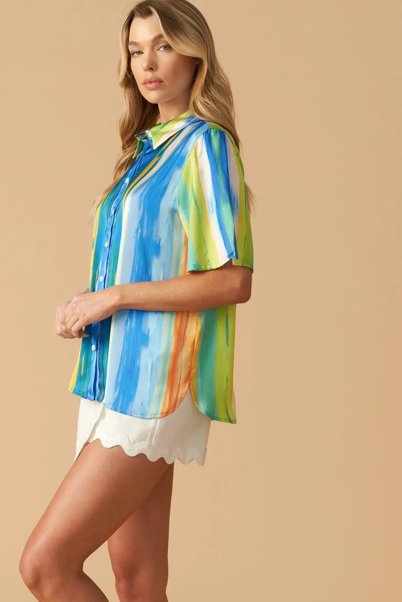 TAKE ME DANCING WOVEN SATIN TOP - Flying Tomato - Flyclothing LLC