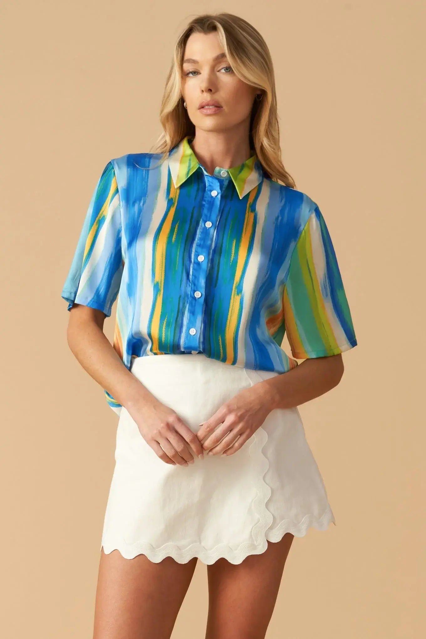 TAKE ME DANCING WOVEN SATIN TOP - Flying Tomato - Flyclothing LLC