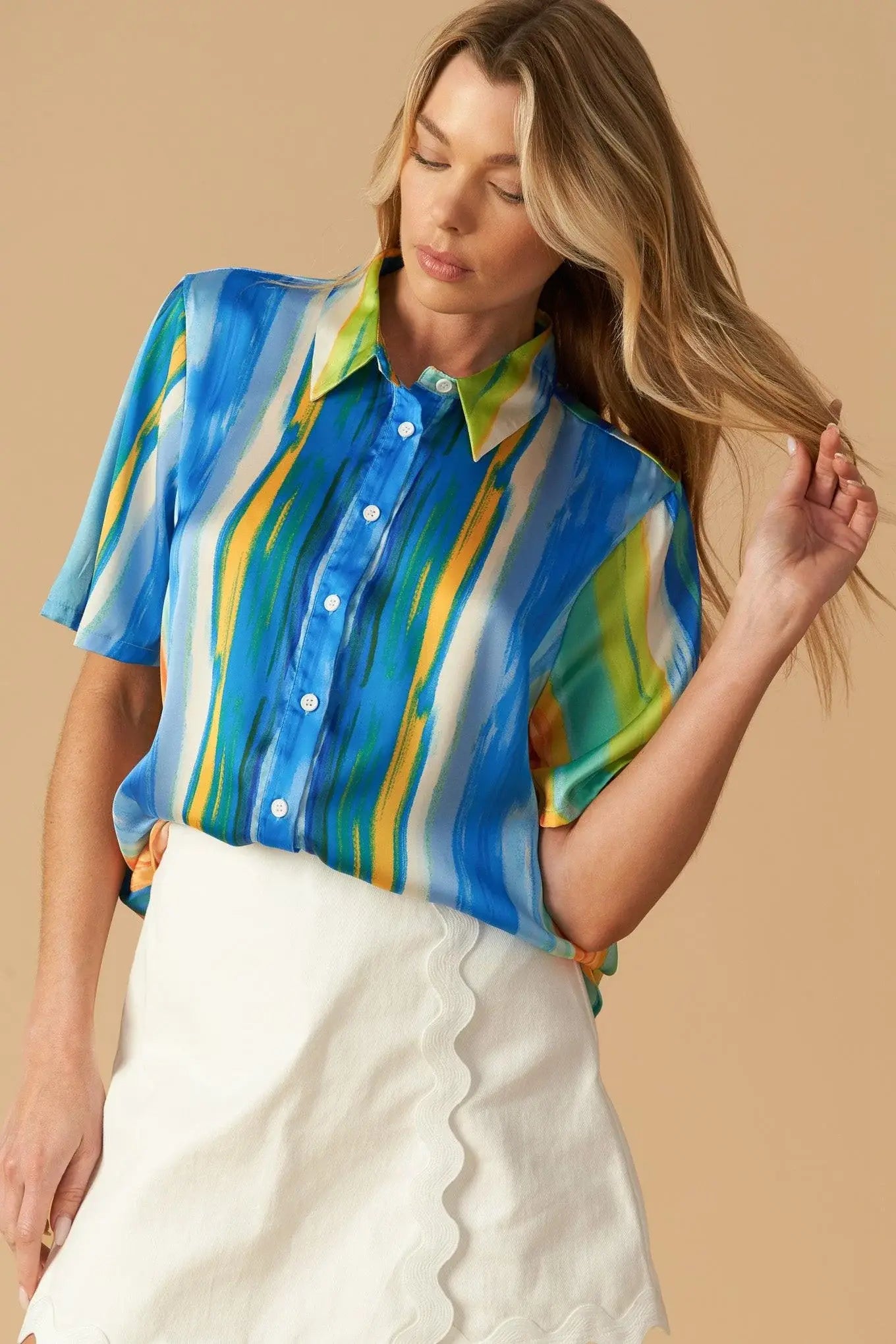 TAKE ME DANCING WOVEN SATIN TOP - Flying Tomato - Flyclothing LLC