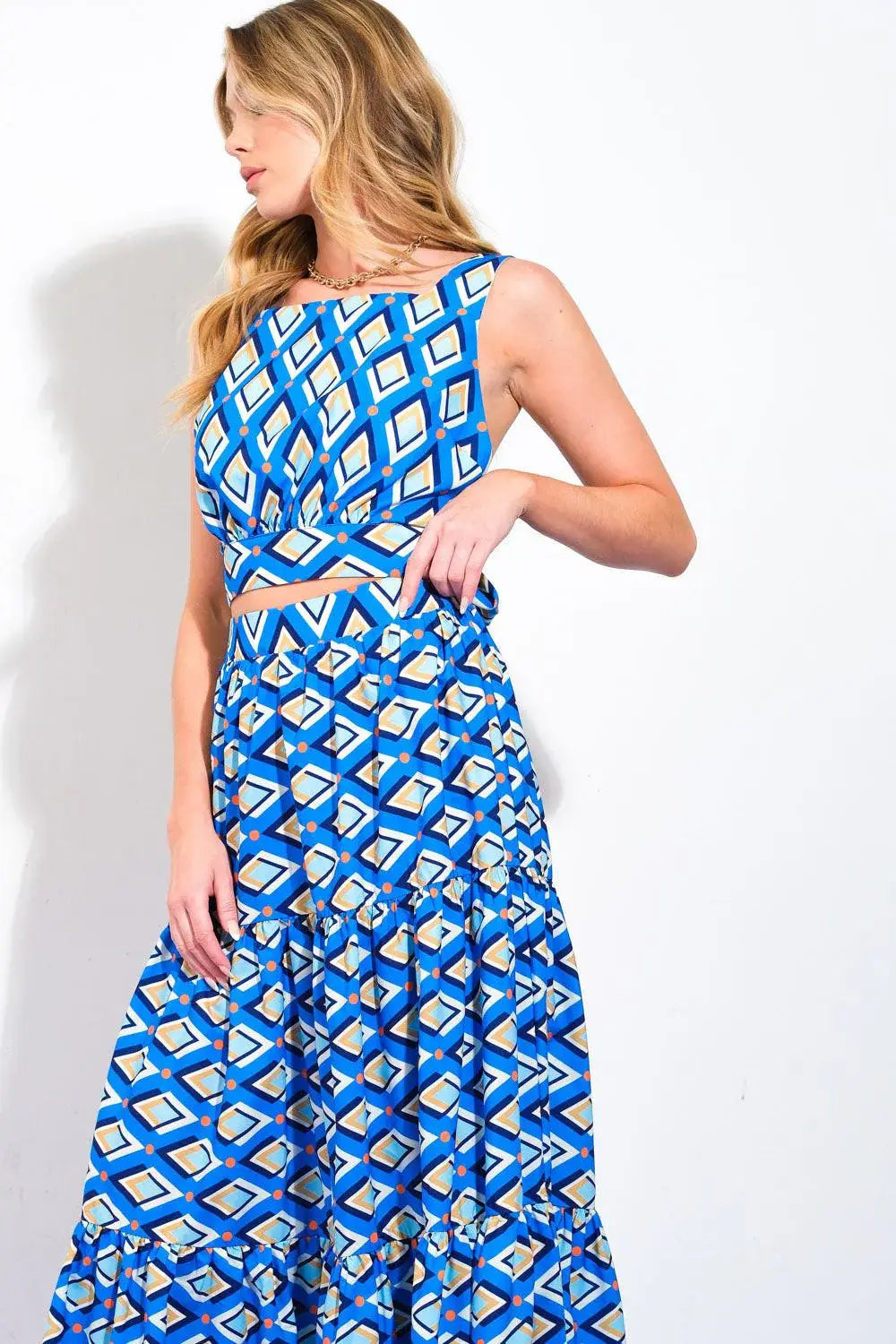 SUMMER JOURNEY WOVEN TOP AND SKIRT SET - Flying Tomato - Flyclothing LLC