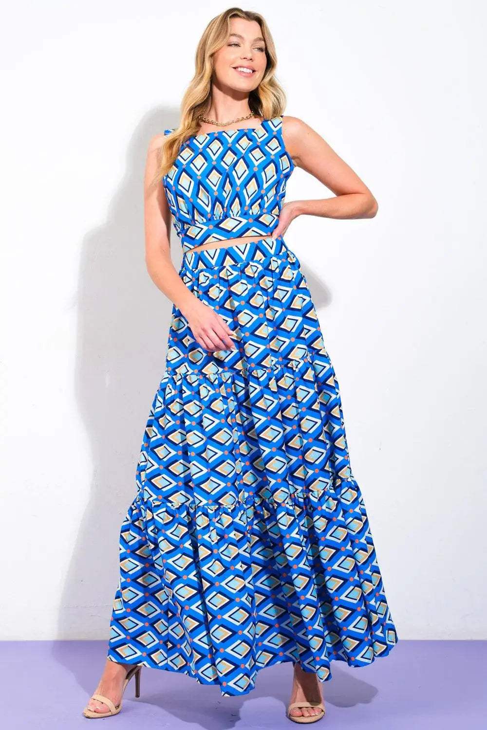 SUMMER JOURNEY WOVEN TOP AND SKIRT SET - Flying Tomato - Flyclothing LLC