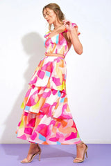 ABSOLUTE EDGE PINK WOVEN TOP AND SKIRT - Flying Tomato - Flyclothing LLC